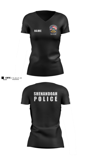Womens Short Sleeve Vneck Shirt, Shenandoah Police Department, Police, Teamtime, Team time, sublimation, custom sports apparel, team uniforms, spirit wear, spiritwear, sports uniforms, custom shirts, team store, custom team store, fundraiser sports, apparel fundraiser
