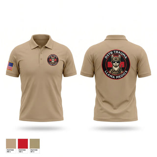 Short Sleeve Performance Polo, DSTB Trauma Llama Medics, Army, Teamtime, Team time, sublimation, custom sports apparel, team uniforms, spirit wear, spiritwear, sports uniforms, custom shirts, team store, custom team store, fundraiser sports, apparel fundraiser