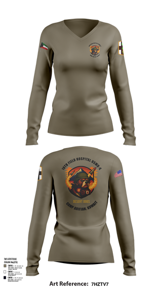 Womens Long Sleeve Vneck Shirt, 10th Field Hospital (FWD), , Teamtime, Team time, sublimation, custom sports apparel, team uniforms, spirit wear, spiritwear, sports uniforms, custom shirts, team store, custom team store, fundraiser sports, apparel fundraiser