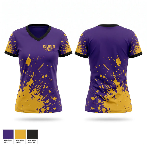 Womens Short Sleeve Vneck Shirt, Colonial Health, , Teamtime, Team time, sublimation, custom sports apparel, team uniforms, spirit wear, spiritwear, sports uniforms, custom shirts, team store, custom team store, fundraiser sports, apparel fundraiser