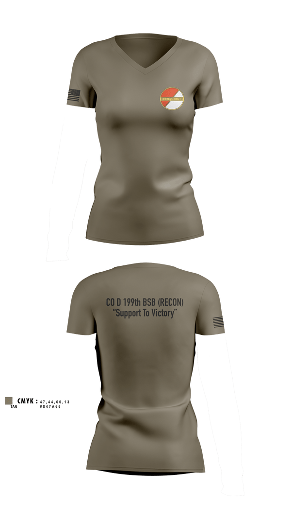 Women's Short Sleeve Vneck Shirt, Co D 199TH BSB RECON, National Guard, Teamtime, Team time, sublimation, custom sports apparel, team uniforms, spirit wear, spiritwear, sports uniforms, custom shirts, team store, custom team store, fundraiser sports, apparel fundraiser