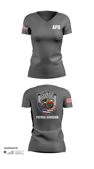 Womens Short Sleeve Vneck Shirt, Alma Police Department, Police, Teamtime, Team time, sublimation, custom sports apparel, team uniforms, spirit wear, spiritwear, sports uniforms, custom shirts, team store, custom team store, fundraiser sports, apparel fundraiser