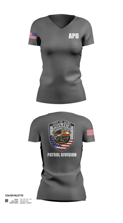Alma Police Department 36149502 Women's Short Sleeve V-neck Shirt - 21