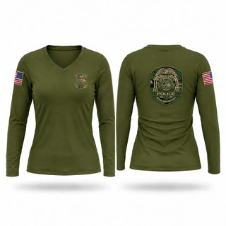 Womens Long Sleeve Vneck Shirt, Mauldin Police Department, Police, Teamtime, Team time, sublimation, custom sports apparel, team uniforms, spirit wear, spiritwear, sports uniforms, custom shirts, team store, custom team store, fundraiser sports, apparel fundraiser