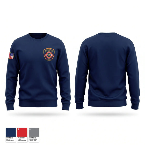 Crew Neck Sweatshirt, Greenville Fire Protection District, Fire Department, Teamtime, Team time, sublimation, custom sports apparel, team uniforms, spirit wear, spiritwear, sports uniforms, custom shirts, team store, custom team store, fundraiser sports, apparel fundraiser