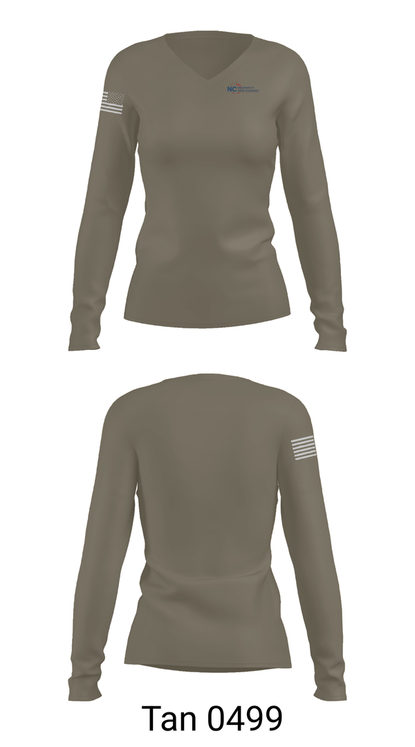 Womens Long Sleeve Vneck Shirt, Department of Adult CorrectionNorth Carolina Department of Adult Corrections, Police, Teamtime, Team time, sublimation, custom sports apparel, team uniforms, spirit wear, spiritwear, sports uniforms, custom shirts, team store, custom team store, fundraiser sports, apparel fundraiser
