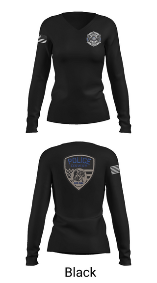 Womens Long Sleeve Vneck Shirt, Dewey Police Department, , Teamtime, Team time, sublimation, custom sports apparel, team uniforms, spirit wear, spiritwear, sports uniforms, custom shirts, team store, custom team store, fundraiser sports, apparel fundraiser
