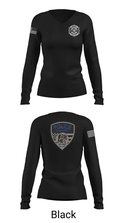 Dewey Police Department 16354640 Women's Long Sleeve V-neck Shirt - 35