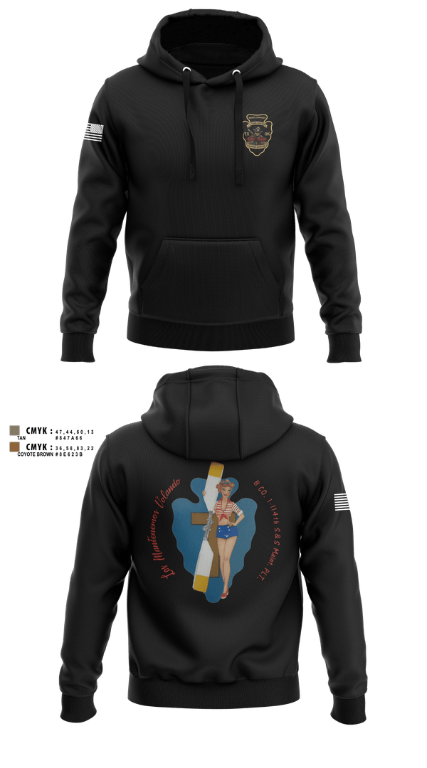 Hoodie, B Co. 1/114th polo, Army, Teamtime, Team time, sublimation, custom sports apparel, team uniforms, spirit wear, spiritwear, sports uniforms, custom shirts, team store, custom team store, fundraiser sports, apparel fundraiser