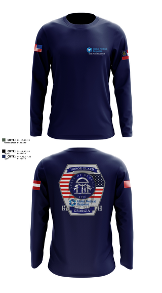 Long Sleeve Performance Shirt, GMR Georgia Honor Guard, EMS/EMT, Teamtime, Team time, sublimation, custom sports apparel, team uniforms, spirit wear, spiritwear, sports uniforms, custom shirts, team store, custom team store, fundraiser sports, apparel fundraiser