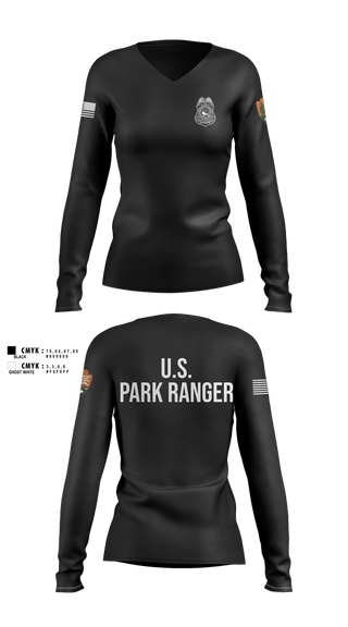 Womens Long Sleeve Vneck Shirt, NPS Ranger, Police, Teamtime, Team time, sublimation, custom sports apparel, team uniforms, spirit wear, spiritwear, sports uniforms, custom shirts, team store, custom team store, fundraiser sports, apparel fundraiser