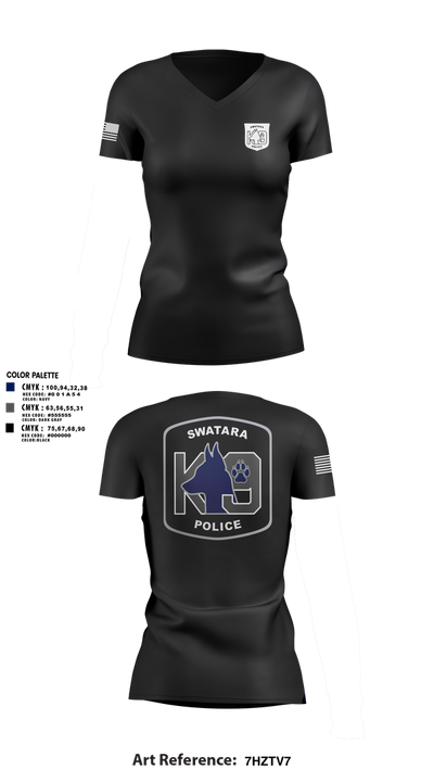 Swatara K9 68594895 Women's Short Sleeve V-neck Shirt - 3