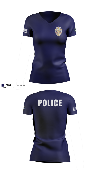 Miami Police Department 44557573 Women's Short Sleeve V-neck Shirt - 8