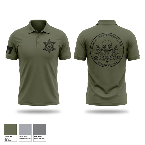 Short Sleeve Performance Polo, HANCOCK County Narcotics, Police, Teamtime, Team time, sublimation, custom sports apparel, team uniforms, spirit wear, spiritwear, sports uniforms, custom shirts, team store, custom team store, fundraiser sports, apparel fundraiser