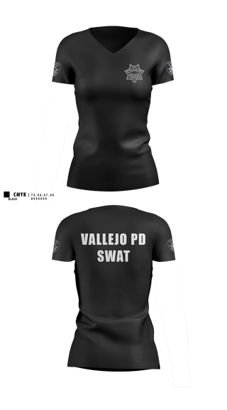 Womens Short Sleeve Vneck Shirt, Vallejo PD SWAT, Police, Teamtime, Team time, sublimation, custom sports apparel, team uniforms, spirit wear, spiritwear, sports uniforms, custom shirts, team store, custom team store, fundraiser sports, apparel fundraiser