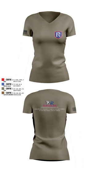 Womens Short Sleeve Vneck Shirt, RICS Raiders, Army, Teamtime, Team time, sublimation, custom sports apparel, team uniforms, spirit wear, spiritwear, sports uniforms, custom shirts, team store, custom team store, fundraiser sports, apparel fundraiser