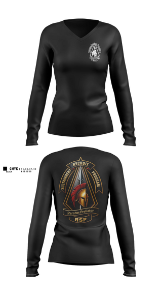 Womens Long Sleeve Vneck Shirt, DET 3, INARNG R&R BN, National Guard, Teamtime, Team time, sublimation, custom sports apparel, team uniforms, spirit wear, spiritwear, sports uniforms, custom shirts, team store, custom team store, fundraiser sports, apparel fundraiser
