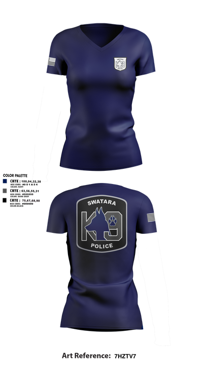 Swatara K9 68594895 Women's Short Sleeve V-neck Shirt - 1