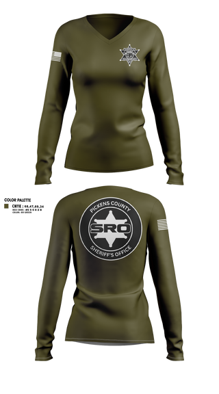 Womens Long Sleeve Vneck Shirt, Pickens County Sheriff’s Office, Police, Teamtime, Team time, sublimation, custom sports apparel, team uniforms, spirit wear, spiritwear, sports uniforms, custom shirts, team store, custom team store, fundraiser sports, apparel fundraiser
