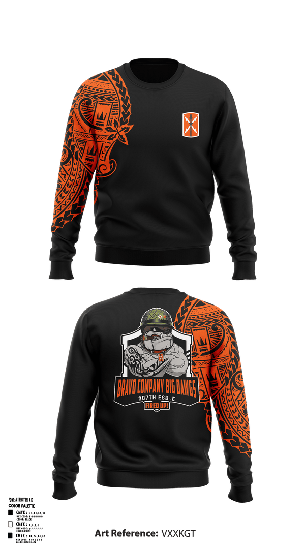 Crew Neck Sweatshirt, Bravo 307th ESBE, Army, Teamtime, Team time, sublimation, custom sports apparel, team uniforms, spirit wear, spiritwear, sports uniforms, custom shirts, team store, custom team store, fundraiser sports, apparel fundraiser