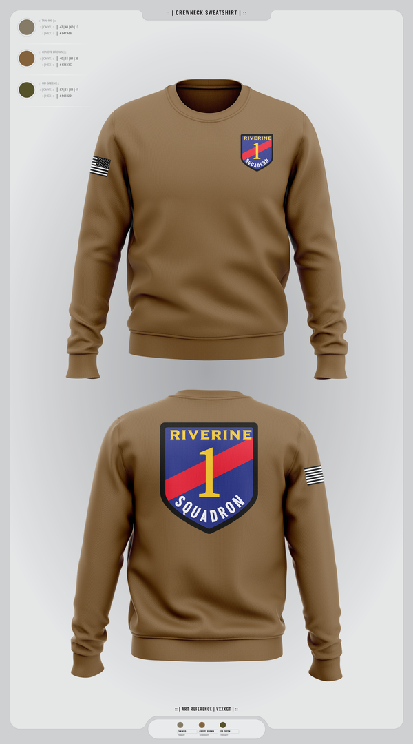 Crew Neck Sweatshirt, Riverine Squadron One, , Teamtime, Team time, sublimation, custom sports apparel, team uniforms, spirit wear, spiritwear, sports uniforms, custom shirts, team store, custom team store, fundraiser sports, apparel fundraiser
