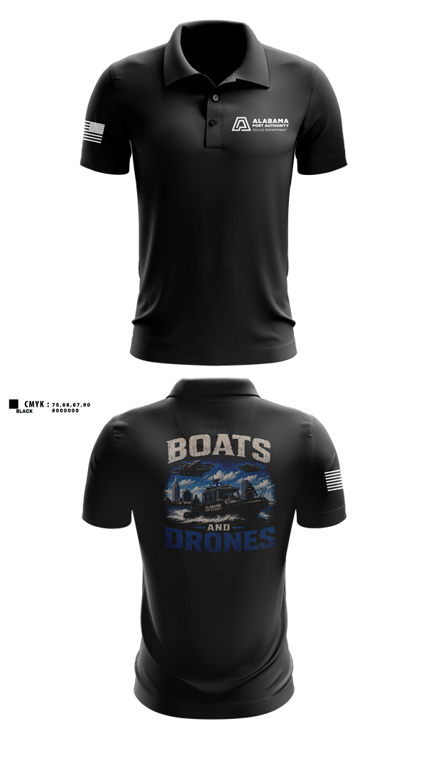 Short Sleeve Performance Polo, Alabama Port Authority Police, Police, Teamtime, Team time, sublimation, custom sports apparel, team uniforms, spirit wear, spiritwear, sports uniforms, custom shirts, team store, custom team store, fundraiser sports, apparel fundraiser