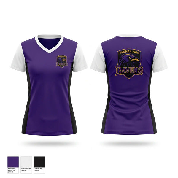 Womens Short Sleeve Vneck Shirt, Hindman Park Ravens, Men's Basketball, Teamtime, Team time, sublimation, custom sports apparel, team uniforms, spirit wear, spiritwear, sports uniforms, custom shirts, team store, custom team store, fundraiser sports, apparel fundraiser