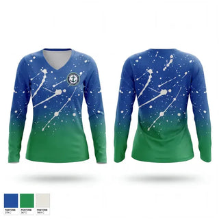 Womens Long Sleeve Vneck Shirt, South Shore International, Women's Basketball, Teamtime, Team time, sublimation, custom sports apparel, team uniforms, spirit wear, spiritwear, sports uniforms, custom shirts, team store, custom team store, fundraiser sports, apparel fundraiser