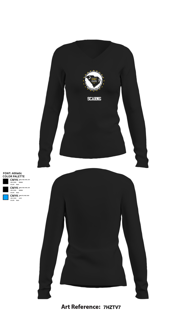 Womens Long Sleeve Vneck Shirt, Scarng, National Guard, Teamtime, Team time, sublimation, custom sports apparel, team uniforms, spirit wear, spiritwear, sports uniforms, custom shirts, team store, custom team store, fundraiser sports, apparel fundraiser