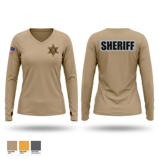 Womens Long Sleeve Vneck Shirt, Jefferson County Sheriff’s Office, Police, Teamtime, Team time, sublimation, custom sports apparel, team uniforms, spirit wear, spiritwear, sports uniforms, custom shirts, team store, custom team store, fundraiser sports, apparel fundraiser