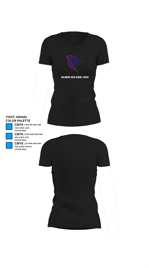 Womens Short Sleeve Vneck Shirt, Holbrook High School Cheer, Cheer, Teamtime, Team time, sublimation, custom sports apparel, team uniforms, spirit wear, spiritwear, sports uniforms, custom shirts, team store, custom team store, fundraiser sports, apparel fundraiser