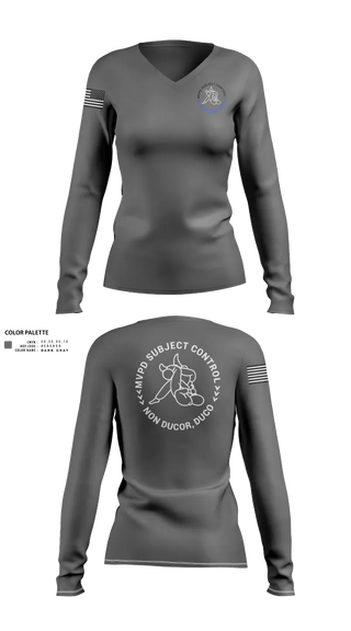 Womens Long Sleeve Vneck Shirt, MVPD Subject Control, , Teamtime, Team time, sublimation, custom sports apparel, team uniforms, spirit wear, spiritwear, sports uniforms, custom shirts, team store, custom team store, fundraiser sports, apparel fundraiser