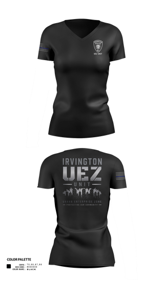 Womens Short Sleeve Vneck Shirt, Irvington UEZ, Police, Teamtime, Team time, sublimation, custom sports apparel, team uniforms, spirit wear, spiritwear, sports uniforms, custom shirts, team store, custom team store, fundraiser sports, apparel fundraiser
