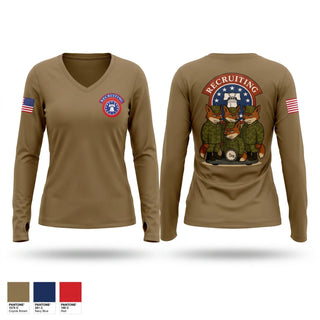 Womens Long Sleeve Vneck Shirt, Tinton Falls Recruiting Station / 1K4F, Army, Teamtime, Team time, sublimation, custom sports apparel, team uniforms, spirit wear, spiritwear, sports uniforms, custom shirts, team store, custom team store, fundraiser sports, apparel fundraiser