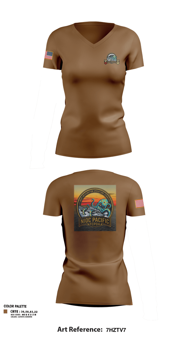 Womens Short Sleeve Vneck Shirt, NIOC Pacific FCPOA, Navy, Teamtime, Team time, sublimation, custom sports apparel, team uniforms, spirit wear, spiritwear, sports uniforms, custom shirts, team store, custom team store, fundraiser sports, apparel fundraiser