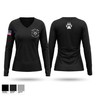 Womens Long Sleeve Vneck Shirt, Fountain Valley Police Department K9 Unit, Police, Teamtime, Team time, sublimation, custom sports apparel, team uniforms, spirit wear, spiritwear, sports uniforms, custom shirts, team store, custom team store, fundraiser sports, apparel fundraiser