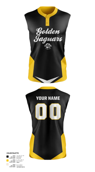 Two Button Softball Jersey, Golden Jaguars Softball, Softball, Teamtime, Team time, sublimation, custom sports apparel, team uniforms, spirit wear, spiritwear, sports uniforms, custom shirts, team store, custom team store, fundraiser sports, apparel fundraiser