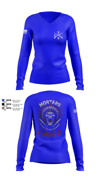 Womens Long Sleeve Vneck Shirt, Carnage, , Teamtime, Team time, sublimation, custom sports apparel, team uniforms, spirit wear, spiritwear, sports uniforms, custom shirts, team store, custom team store, fundraiser sports, apparel fundraiser