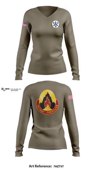Womens Long Sleeve Vneck Shirt, 38th RSG, Army, Teamtime, Team time, sublimation, custom sports apparel, team uniforms, spirit wear, spiritwear, sports uniforms, custom shirts, team store, custom team store, fundraiser sports, apparel fundraiser