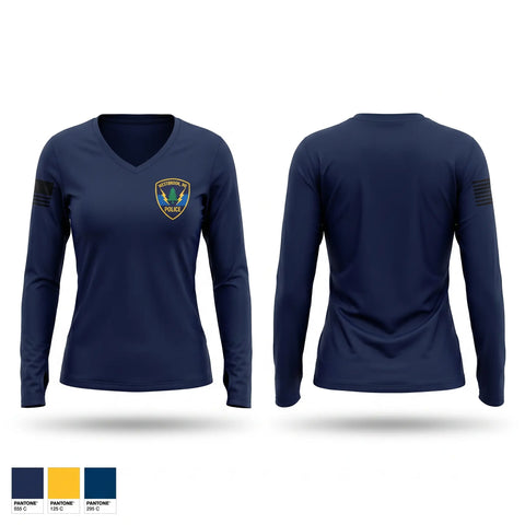 Womens Long Sleeve Vneck Shirt, Westbrook Police, Police, Teamtime, Team time, sublimation, custom sports apparel, team uniforms, spirit wear, spiritwear, sports uniforms, custom shirts, team store, custom team store, fundraiser sports, apparel fundraiser