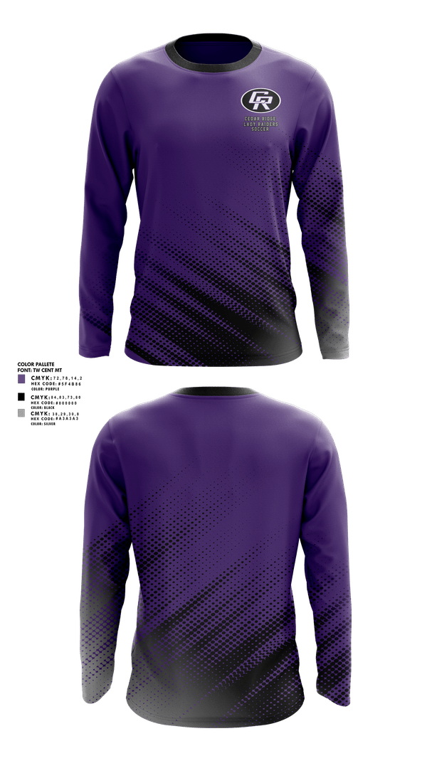 Long Sleeve Performance Shirt, Cedar Ridge Lady Raiders Soccer, Women's Soccer, Teamtime, Team time, sublimation, custom sports apparel, team uniforms, spirit wear, spiritwear, sports uniforms, custom shirts, team store, custom team store, fundraiser sports, apparel fundraiser