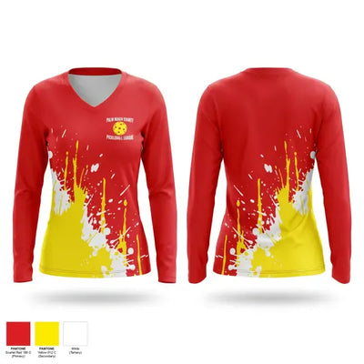 Palm Beach County Pickleball League 30850945 Women's Long Sleeve V-neck Shirt - 1