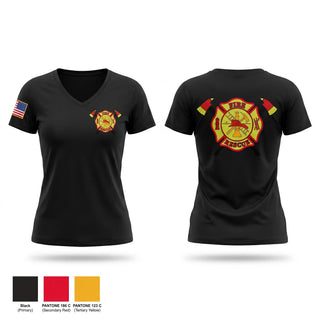 Womens Short Sleeve Vneck Shirt, Dixie Volunteer Fire Department, Fire Department, Teamtime, Team time, sublimation, custom sports apparel, team uniforms, spirit wear, spiritwear, sports uniforms, custom shirts, team store, custom team store, fundraiser sports, apparel fundraiser