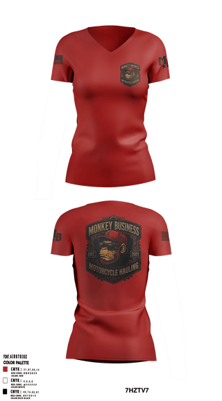 Womens Short Sleeve Vneck Shirt, Monkey Business Motorcycle Hauling, , Teamtime, Team time, sublimation, custom sports apparel, team uniforms, spirit wear, spiritwear, sports uniforms, custom shirts, team store, custom team store, fundraiser sports, apparel fundraiser