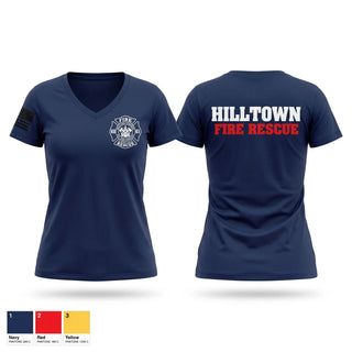 Womens Short Sleeve Vneck Shirt, Hilltown Fire Rescue, Fire Department, Teamtime, Team time, sublimation, custom sports apparel, team uniforms, spirit wear, spiritwear, sports uniforms, custom shirts, team store, custom team store, fundraiser sports, apparel fundraiser