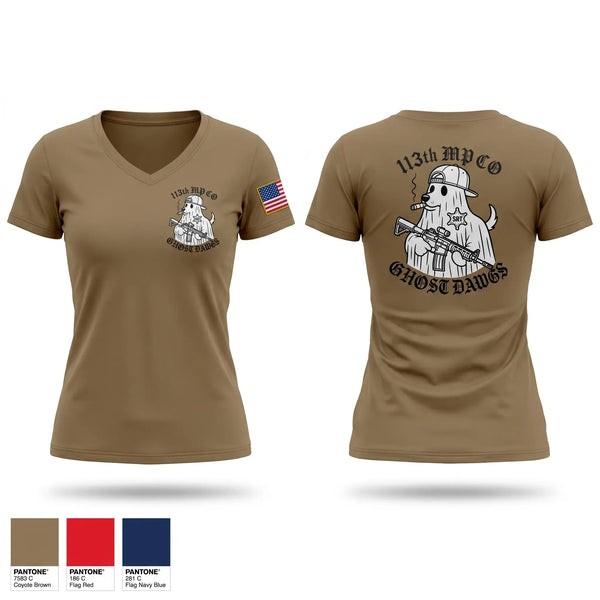 Womens Short Sleeve Vneck Shirt, 113th MP CO, Army, Teamtime, Team time, sublimation, custom sports apparel, team uniforms, spirit wear, spiritwear, sports uniforms, custom shirts, team store, custom team store, fundraiser sports, apparel fundraiser