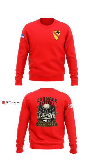 Crew Neck Sweatshirt, Carnage BTRY, 3-16 FA, , Teamtime, Team time, sublimation, custom sports apparel, team uniforms, spirit wear, spiritwear, sports uniforms, custom shirts, team store, custom team store, fundraiser sports, apparel fundraiser