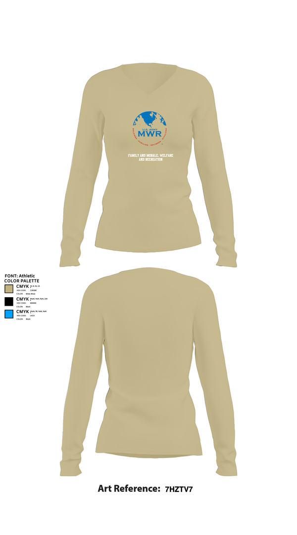 Womens Long Sleeve Vneck Shirt, FAMILY AND MORALE, WELFARE AND RECREATION, , Teamtime, Team time, sublimation, custom sports apparel, team uniforms, spirit wear, spiritwear, sports uniforms, custom shirts, team store, custom team store, fundraiser sports, apparel fundraiser