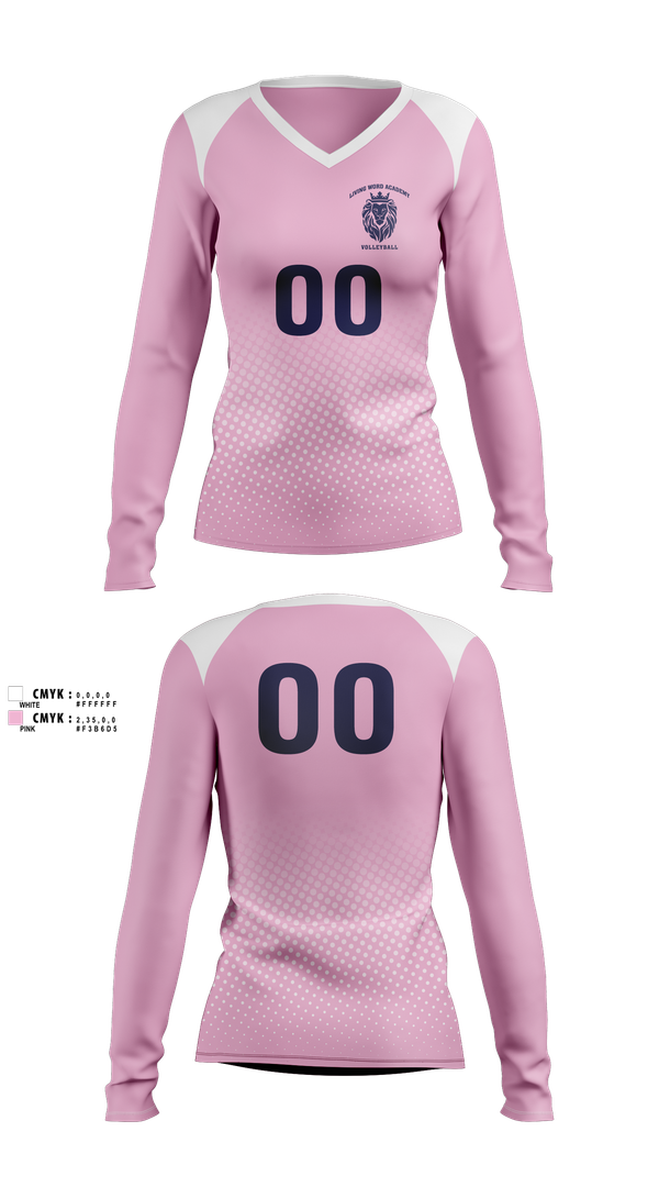 Womens Long Sleeve Vneck Shirt, Living Word Academy Volleyball, Women's Volleyball, Teamtime, Team time, sublimation, custom sports apparel, team uniforms, spirit wear, spiritwear, sports uniforms, custom shirts, team store, custom team store, fundraiser sports, apparel fundraiser