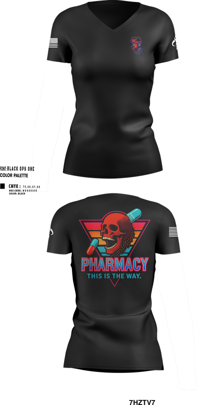 Madigan Pharmacy 51616730 Women's Short Sleeve V-neck Shirt - 100
